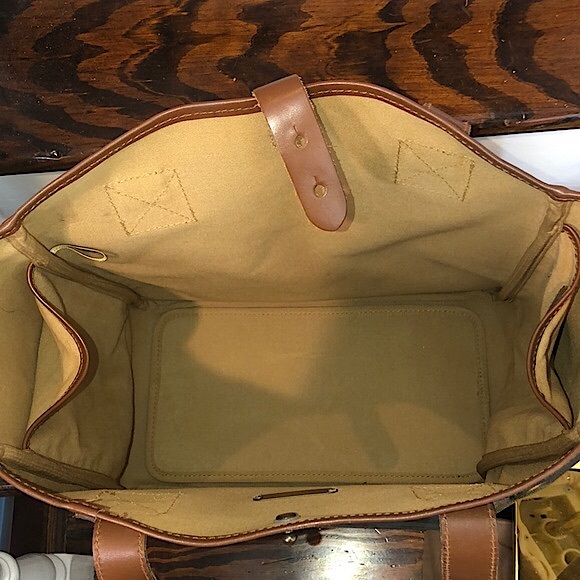 RALPH LAUREN Black Watch Waxed Leather Coated Canvas Overnight Travel Bag - Picture 16 of 17